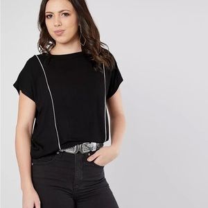 Buckle Black Piped Top XL